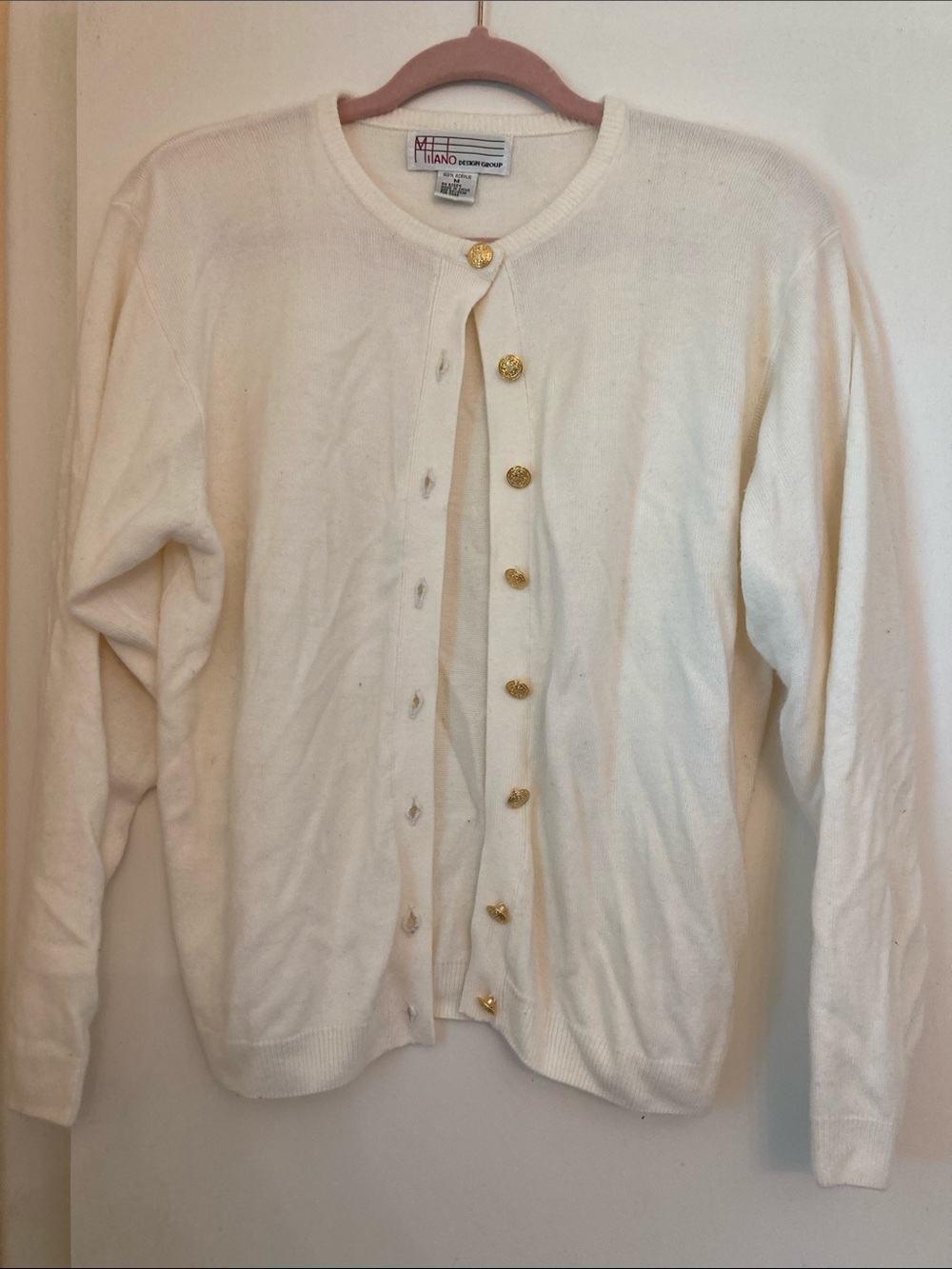 Milano Design Group Cream Cardigan with Decorative Gold Buttons